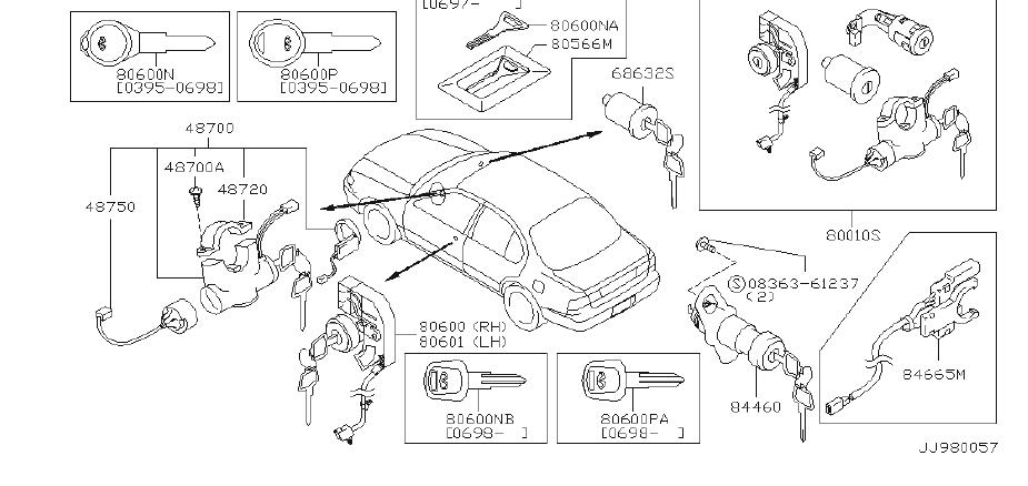 2021 INFINITI Cylinder Set Door Lock. (Right). CAL, KEY - H0600-41U11